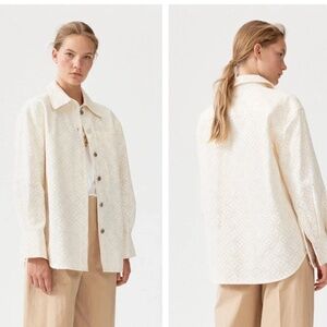 BAUM UND PFERDGARTEN MAHINA ORGANIC COTTON EYELET SHIRT JACKET SIZE